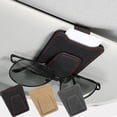 thumbnail image 1 of Clip de soporte para gafas de sol de coche con caja de almacenamiento de tarjetas, organizador de visera solar de cuero de gamuza, abrazadera multifuncional para gafas de vehículo para billetes y, 1 of 6