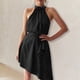 thumbnail image 2 of Vestido Corto Sin Mangas con Dobladillo Asimétrico De Verano para Mujer （Negro）,S, 2 of 6