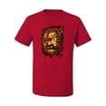 thumbnail image 2 of Wild Bobby, Fire Lion Face, Animal Lover, Men Graphic Tees, Red, Medium, 2 of 3