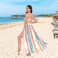 thumbnail image 6 of FORMRS Womens Long Sarong Beach Wrap Semi-Sheer Bikini Skirt Bathing Swimsuit Cover Up, Simple Nautical Pattern, 6 of 7