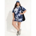 thumbnail image 2 of CASSIE LIZ Plus Size 2 Piece Short Sets for Women V Neck Tie Dye Short Sleeve Top and Shorts Set with Drawstring Casual Loungewear Travel Vacation Outfits with Pockets XL-5XL, 2 of 7