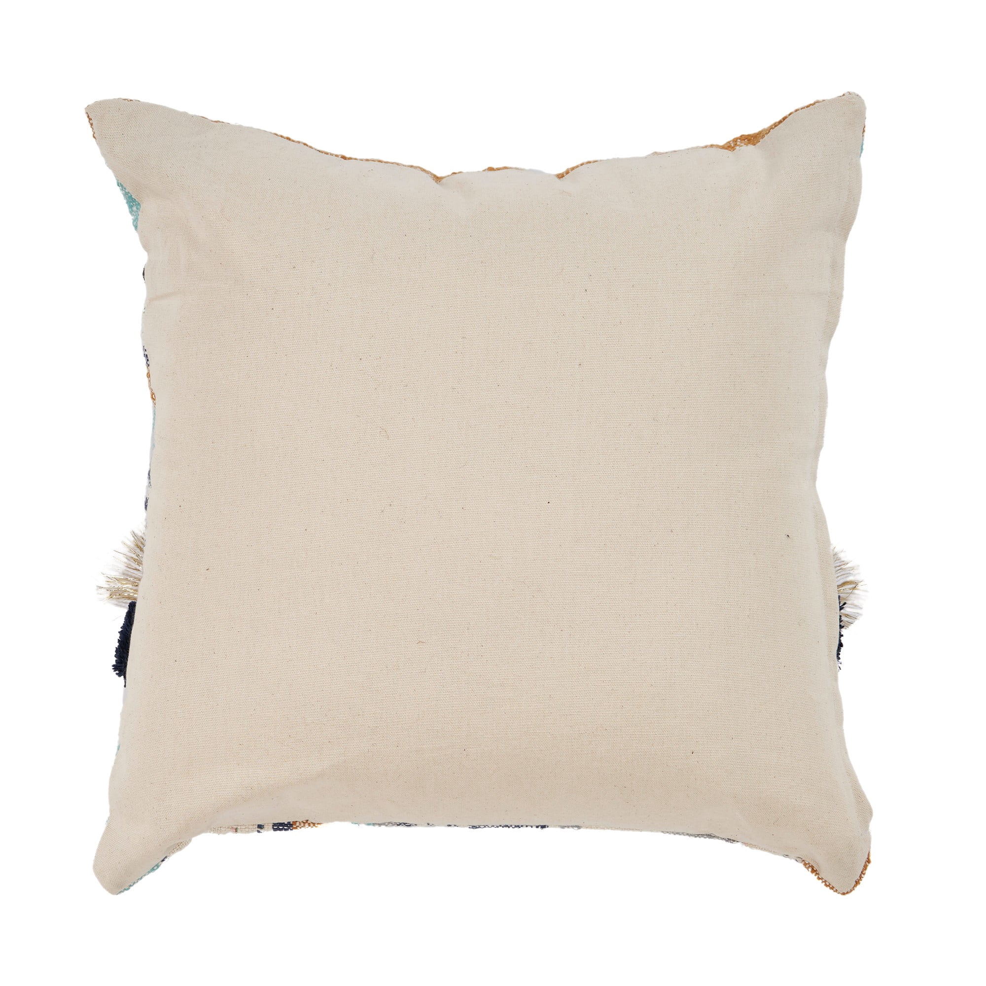 Laddha Home Designs Handwoven Coastal Geometric Striped Square Throw Pillows - 18" - Blue and Tan -