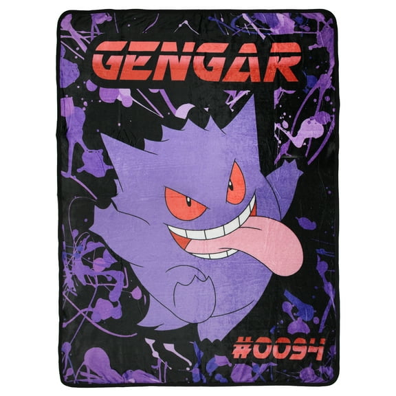 Pokemon Gen 1 Gengar Trading Card Pokedex Throw Blanket - 46" x 60" Cozy Soft Fleece Throw Blanket for Bed Couch