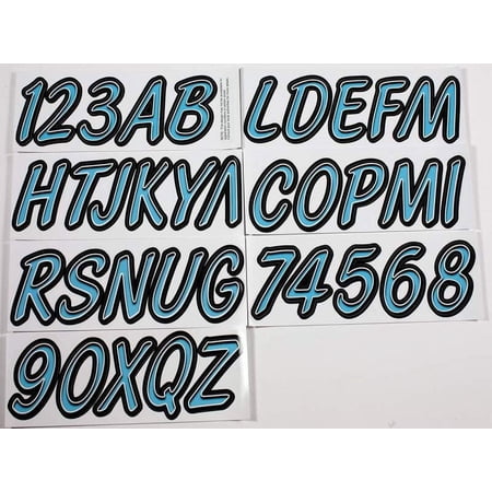 Hardline Boat Lettering Registration Kit 3 in. - 400 Cyan Blue/Black
