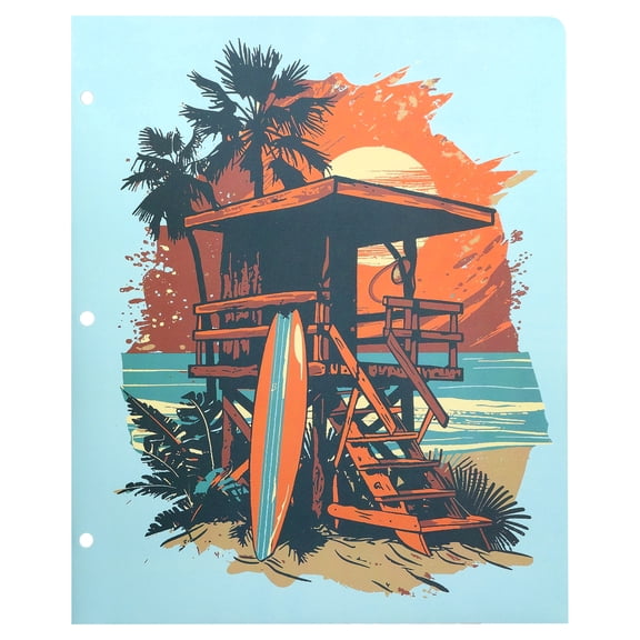 Pen+Gear 2-Pocket Poly Folder, Multicolor Surf Tower