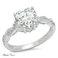 thumbnail image 5 of 2.1 ct Heart Cut Real Genuine Natural Diamond SI1-SI2 J-K 18K White Gold Promise Wedding Statement Engagement Designer Ring W/ Crystal side stones size 11, 5 of 6