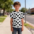 thumbnail image 6 of Smupbvky Cow Shirt for Kids Graphic Tee Cute Heart Print Short Sleeve Top Boys Girls Summer Casual Crew Neck Clothes (5 Years, Black), 6 of 6