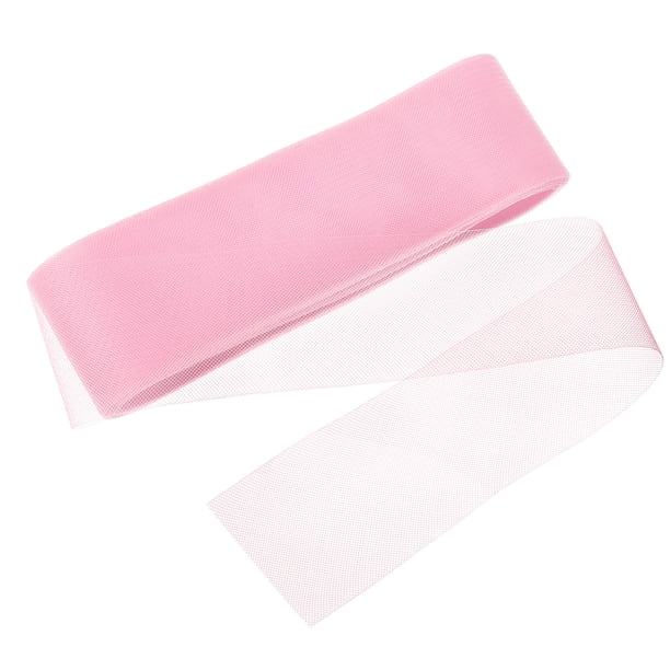 Uxcell 25 Yardas de Trenza de Crin de Caballo Rígido, 3 Pulgadas de Ancho para Costura de Boning de Poliéster, Vestido de Novia, Accesorios de Manualidades DIY, Rosa Claro (1 Rollo)