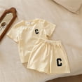 thumbnail image 2 of Girls Summer Outfit Short Sleeve Tee and Shorts Two Piece Casual Playwear Comfortable Breathable Kids Swaddling Set 4-5 Years, 2 of 4