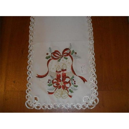 

MH09123-1454 14 x 54 in. Embroidered Christmas Candles Cutwork Table Runner