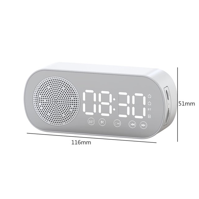 Reloj de superficie de espejo con altavoz multifuncional compatible con Bluetooth (blanco) Sywqhk Libre de BPA