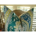 thumbnail image 2 of Plutus Fun Paisley Handmade Throw Pillow - Blue - Yellow & Green - 18 x 18 in., 2 of 4