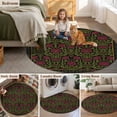 thumbnail image 6 of Vintage Red Roses 6ft Round Rugs, Abstract Art Floral Green Leaves Washable Non-Slip Area Rugs for Living Room Bedroom Kitchen, Soft Low Pile Dining Room Kicthen Circle Carpet, Indoor Floor Rug, 6 of 9