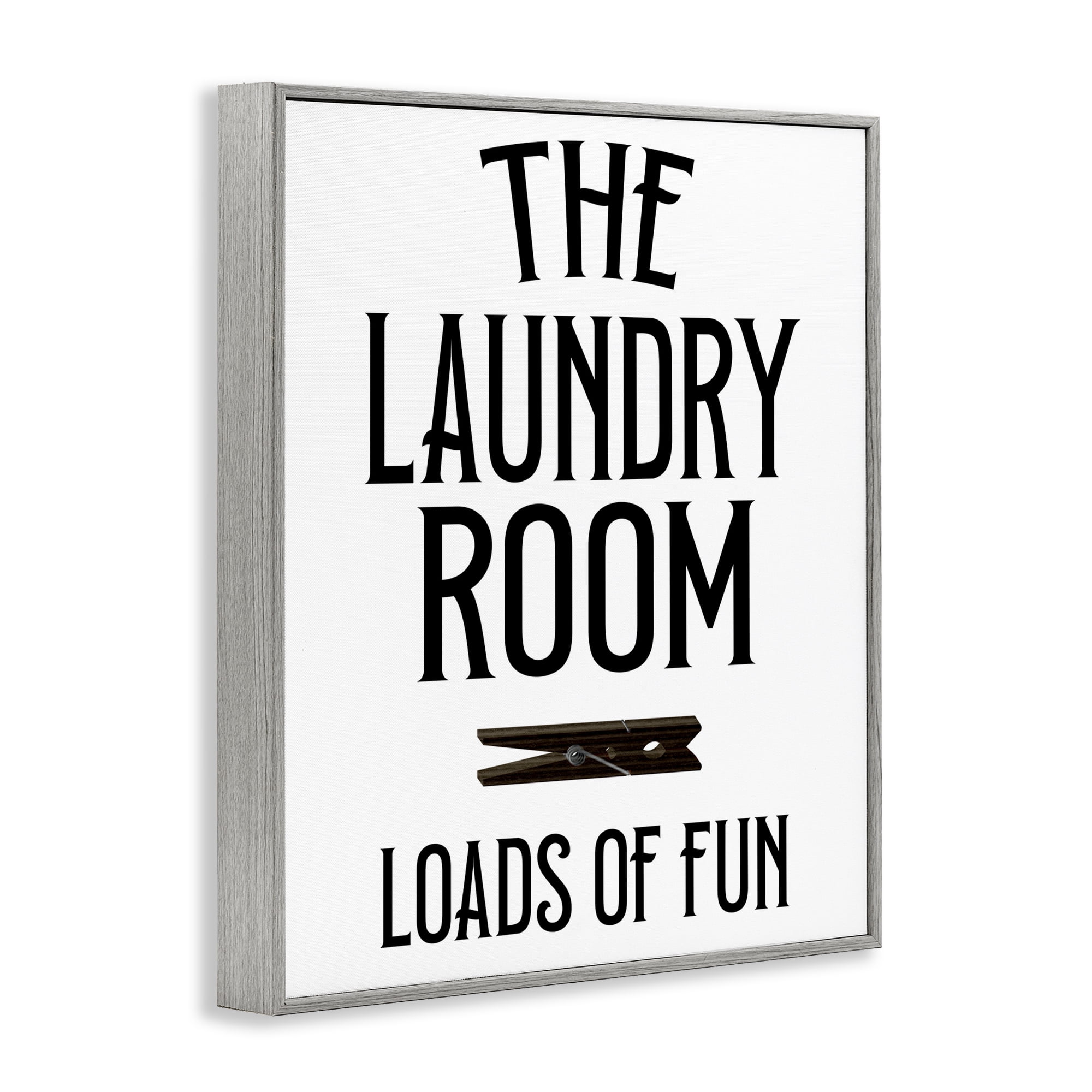 Loads Of Fun Clothespin Gray Framed Giclee Art, design by Kim Allen