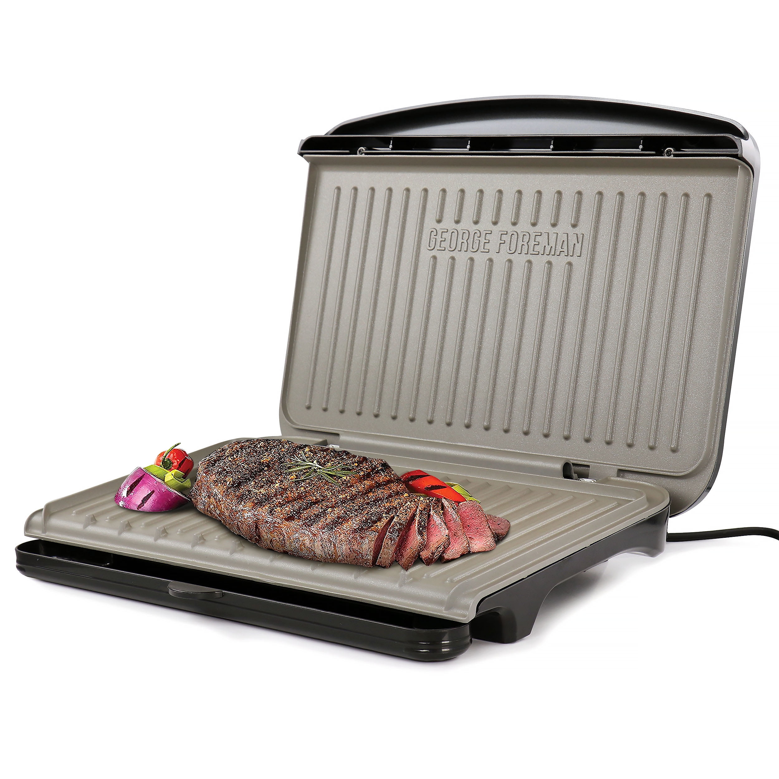  George Foreman 9-Serving Classic Plate Electric Grill and  Panini Press, Silver, GR144: Electric Contact Grills: Home & Kitchen