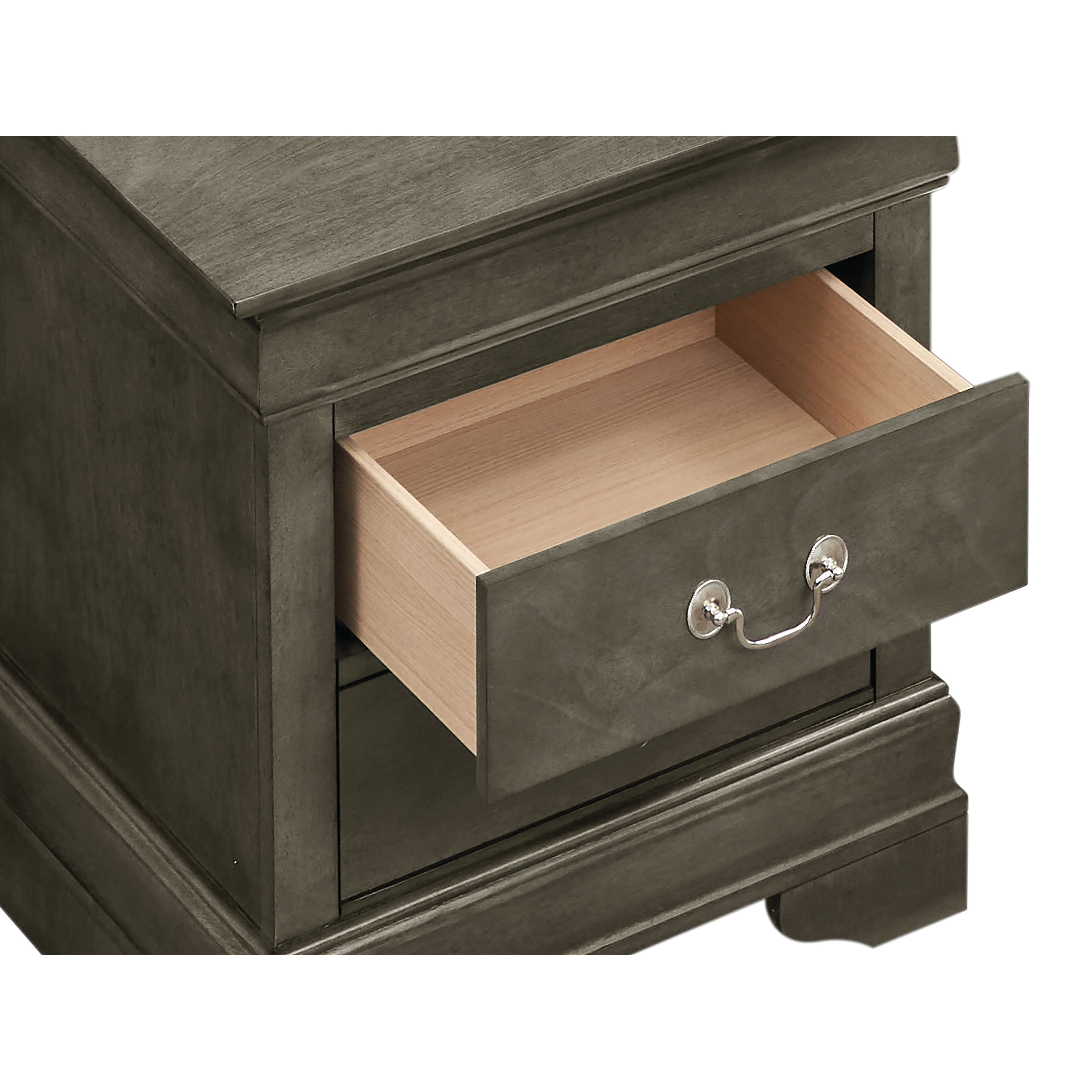 Glory Furniture Louis Phillipe 2 Drawer Nightstand in Gray