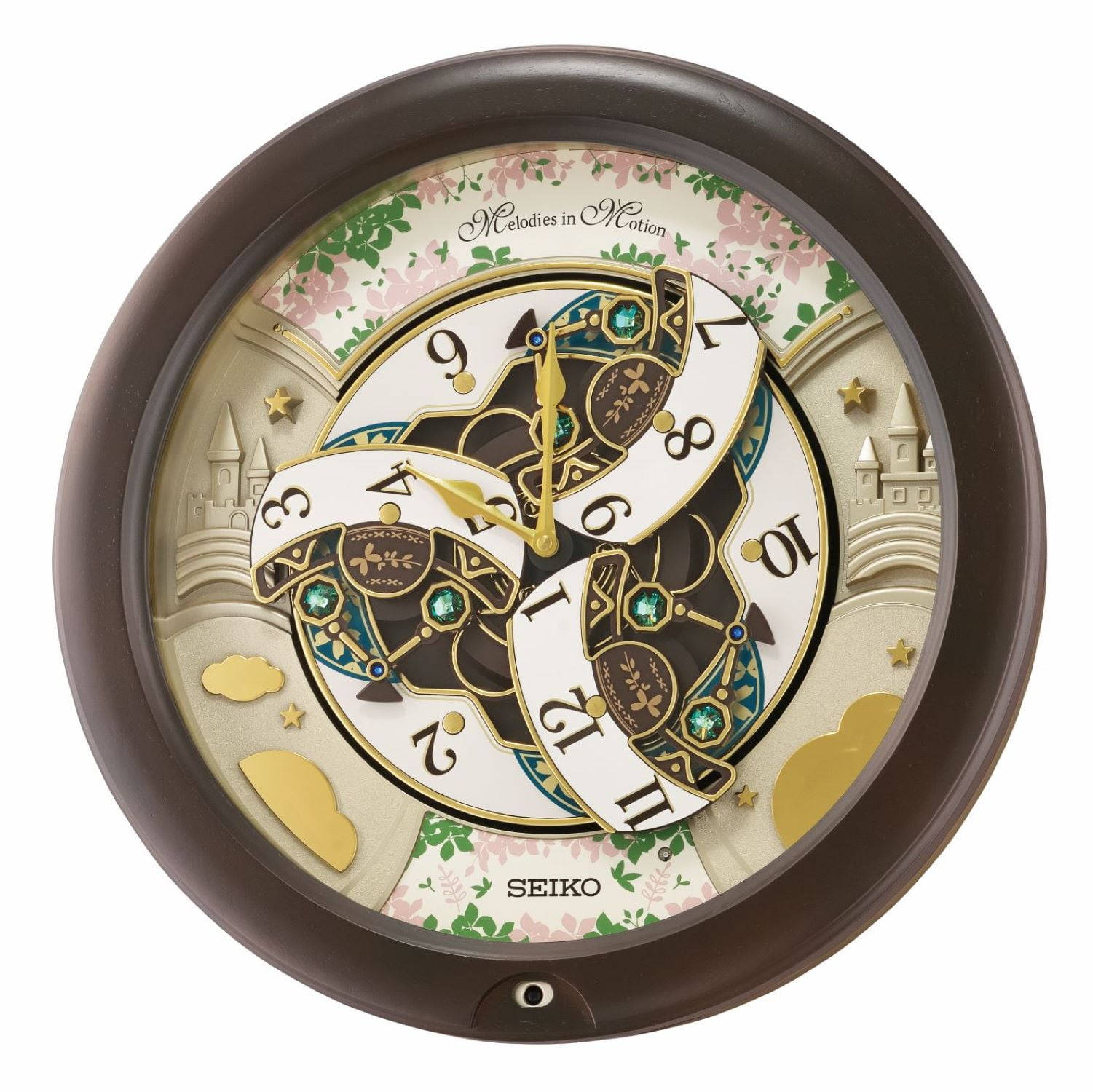 チャーム Melo Seiko Cherry Blossom Melodies in Motion Clock, Musical Round