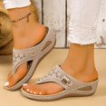 thumbnail image 2 of Women's Summer Bohemian Sandals Wide Width Low Wedge Platform Non-Slip Casual, 2 of 7
