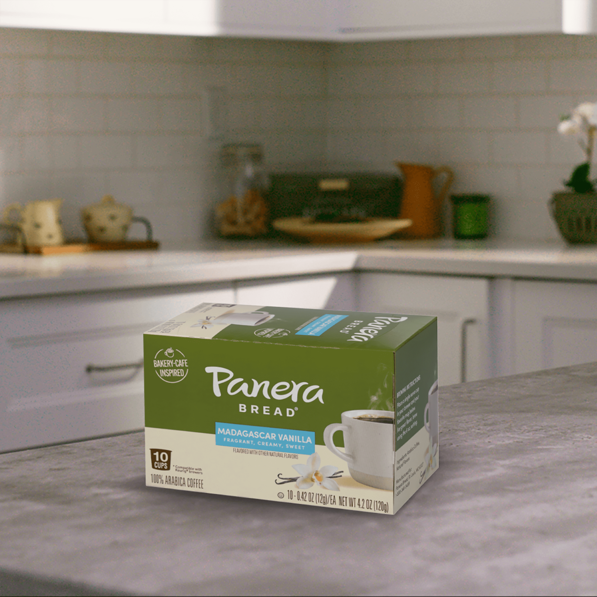 Panera Bread Madagascar Vanilla Light Roast Coffee, Single Serve 60 Count Pods (6 Packs of 10)