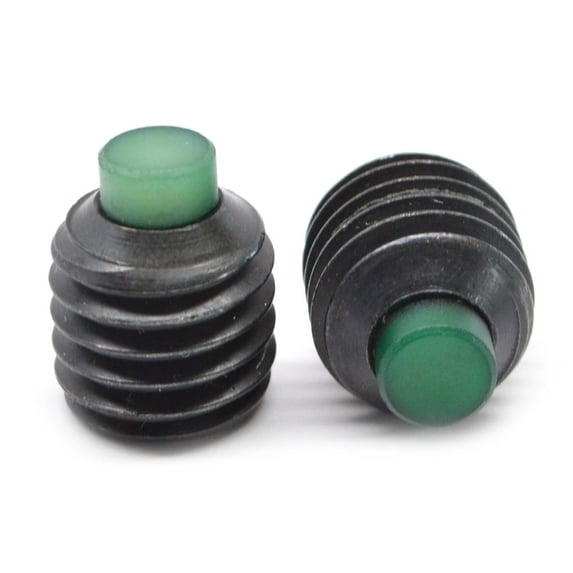 M5 x 0.80 x 6 MM Coarse Thread Socket Set Screw Nylon Tip Alloy Steel Black Oxide Pk 25