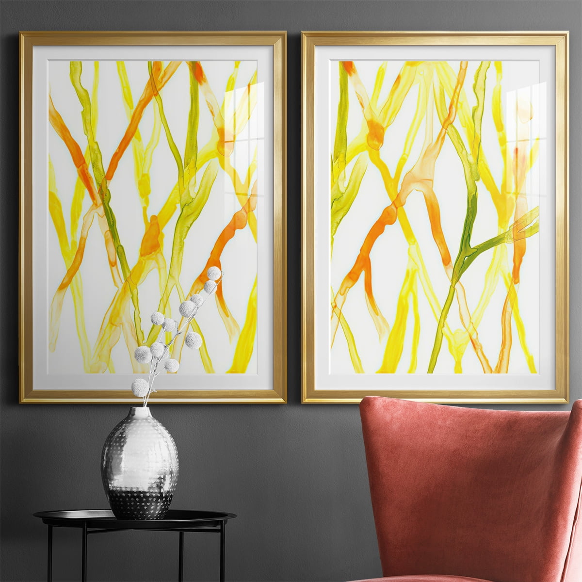 Wexford Home Runnel III Premium Framed Print, 26.5" x 36.5" - Ready to Hang, Gold (Set of 2)