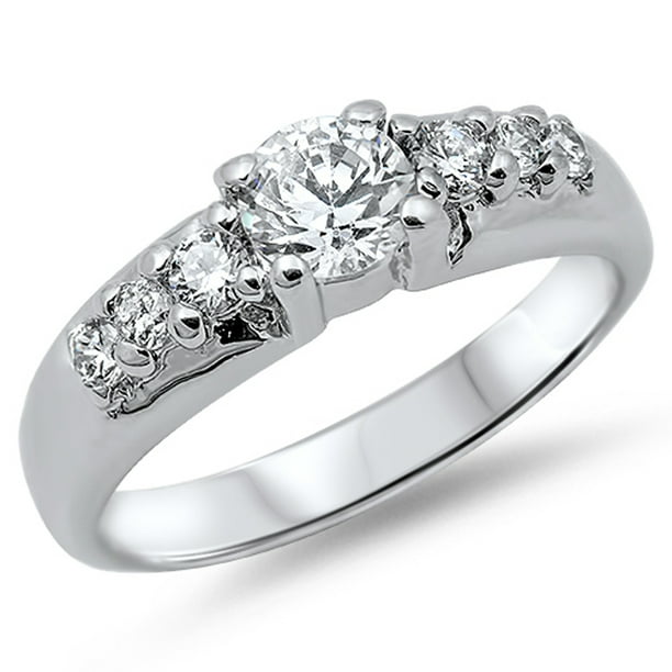 Sac Silver Women's Wedding Clear CZ Promise Ring ( Sizes 5 6 7 8 9