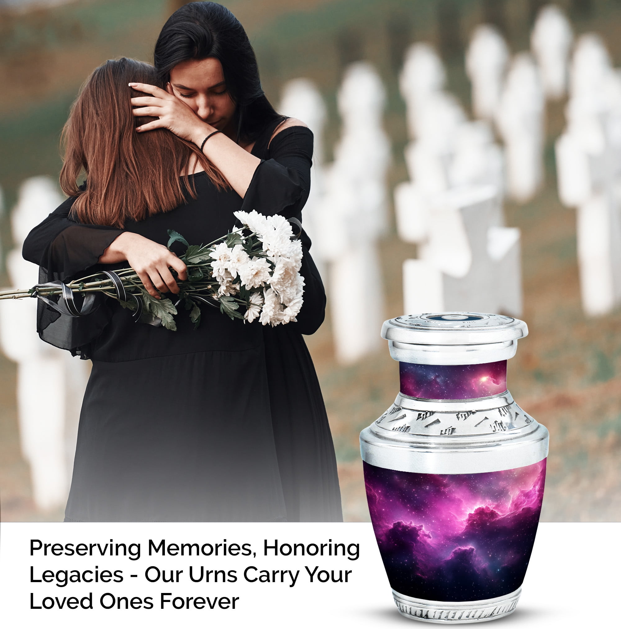 JAGASY Pink Galaxy Stars Urn for Boy & Girl - Purple Small Urn for Ashes Adult Male - Tiny Nebula Clouds Decorative Cremation Urns - Keepsake Funeral Urns for Child - (3 Inch)