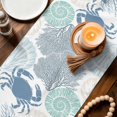thumbnail image 3 of Coastal Crab Table Runner 70 Inches, Nautical Beach Marine Life Coral Conch Bed Runner Dresser Scarves Tabletop for Indoor Outdoor Parties/Ceremony/Banquet, 13" x 70", 3 of 9