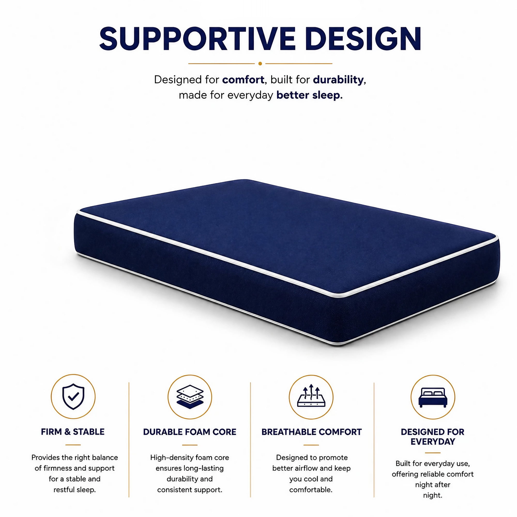 Continental Sleep, 7-Inch Medium Firm Water Resistance Nylon Vinyl Foam Mattress, Noiseless, Soft Cloud Feeling, Body Heat Reflection, Good for Hospital and Camp, 80" x 30", Blue
