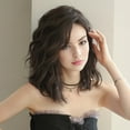 thumbnail image 2 of Women's Short Curly Wavy Dark Brown Synthetic Wig - Heat Resistant, Thick and Natural, Suitable for Everyday Wear, Parties, Cosplay, Easy to Care For and Style, Wig Accessory, Party Hair Accessory, M, 2 of 10