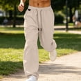 thumbnail image 4 of Bxsruta Mens Loose Fit Joggers Drawstring Waist Athletic Pants Casual Streetwear Wide Leg Trousers, 4 of 8