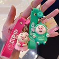 thumbnail image 3 of Super Cute Cartoon Pig Keychains Ornaments Gifts PVC Car Pendant Key Rings Accessories(Blue) Blue -, 3 of 4