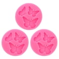 thumbnail image 1 of Molde de arcilla de polímero de 3 piezas, molde de fondant, molde de 3 mariposas, silicona rosa para manualidades, secado al aire, DIY pasteles, rosa, 1 of 6