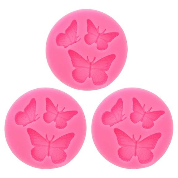 3pcs Polymer Clay Mold, Clay Mold Fondant Mold 3 Butterfly Mold Silicone Rose for Crafts Air Dry DIY Cakes, Pink