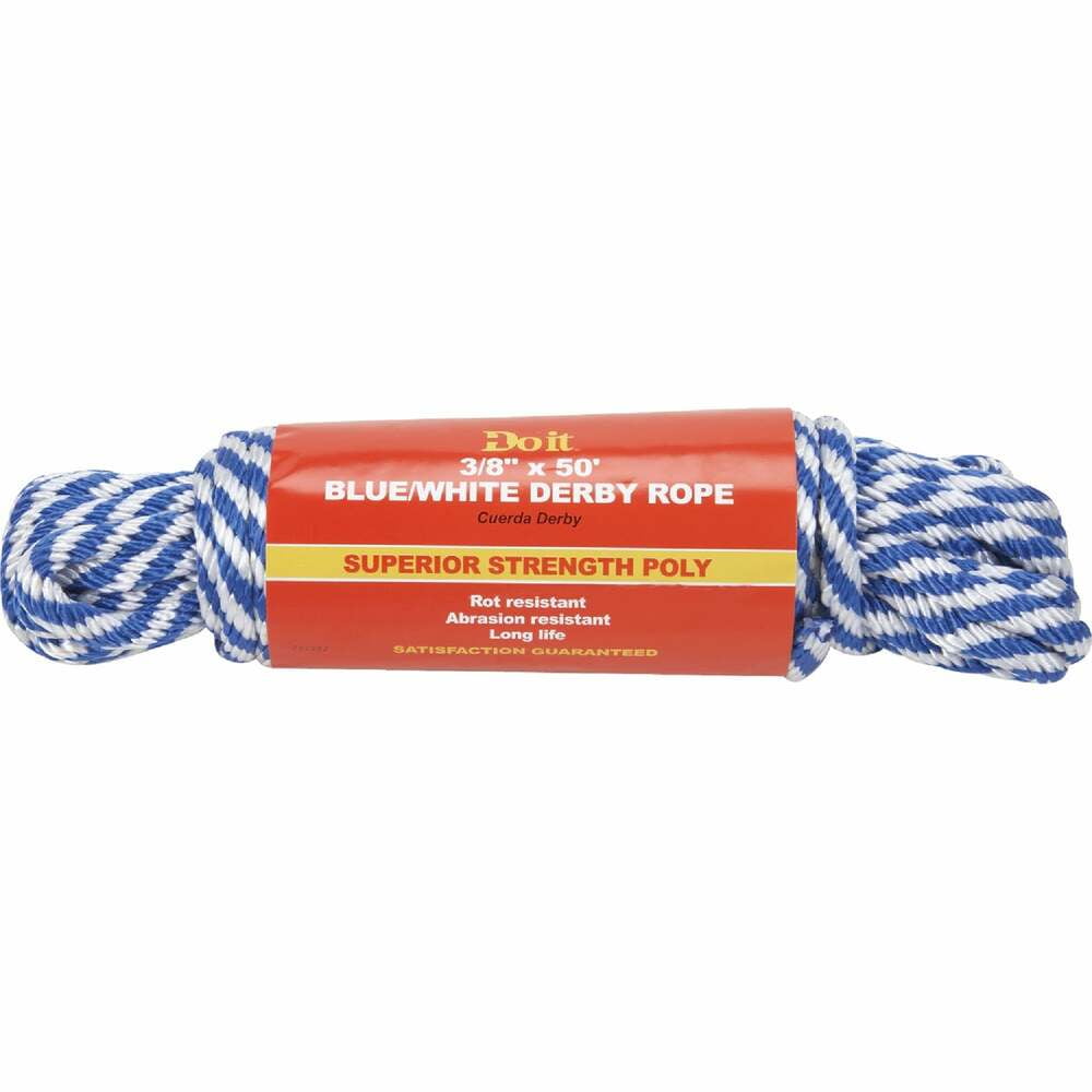 x 50-Ft. Braided Polypropylene Derby Rope Red/White 3/8-In 