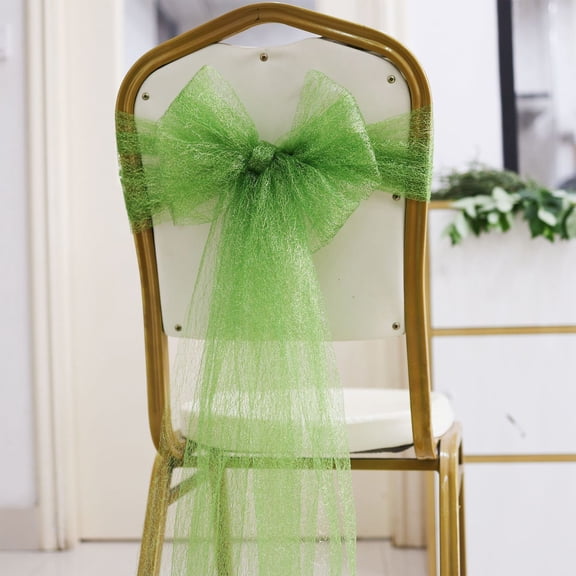 BingTong Chair Sashes Wide Sheer Chair Bows Ribbon Tie Back for Christmas Party, Holiday Dinner, Thanksgiving, Harvest Dinner, Banquet, Reception, New Year Decoration Green