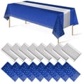 thumbnail image 1 of Juego de mantel y camino de mesa, paquete de 16, azul y plateado para fiestas, 1 of 7