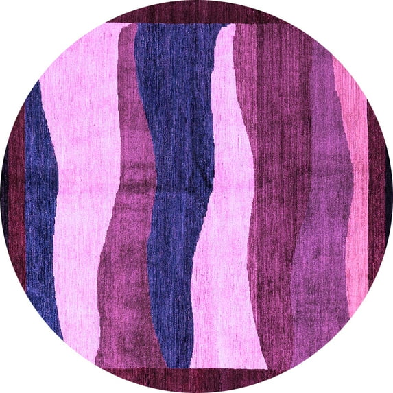 Ahgly Company Machine Washable Indoor Round Oriental Purple Modern Area Rugs, 3' Round