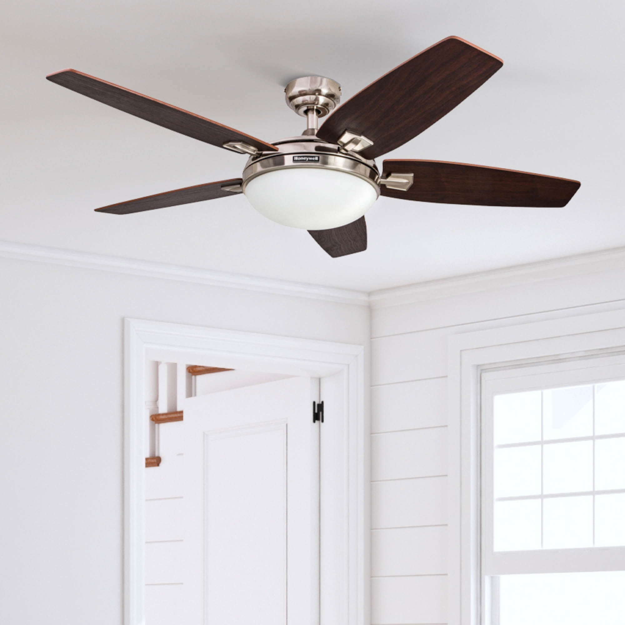 Honeywell Carmel 48" Brushed Nickel Ceiling Fan with Lights and Remote Control