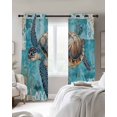 thumbnail image 4 of Blue Green Coastal Blackout Curtains for Bedroom Living Room Darkening Curtains 84 Inch Length 2 Panels Set Sea Turtle Ocean Retro Window Curtain Insulated Window Treatment Grommet Drapes 42"x84", 4 of 9
