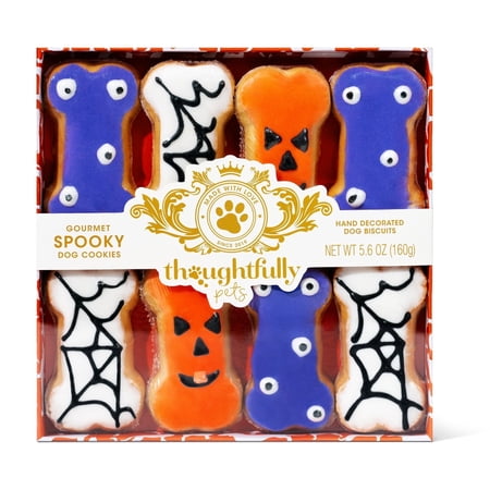 Thoughtfully Halloween Spooky Dog Treats Cookies Gift Set Crunchy Peanut Butter Biscuits Set of 8