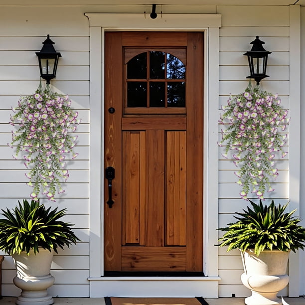 Decoración de Pared de Flores Artificiales con Pétalos en Cascada Texturizados y Hojas Verdes para Jardín Exterior, Patio, Balcón, Pared y Decoraciones de Bodas, 77 cm