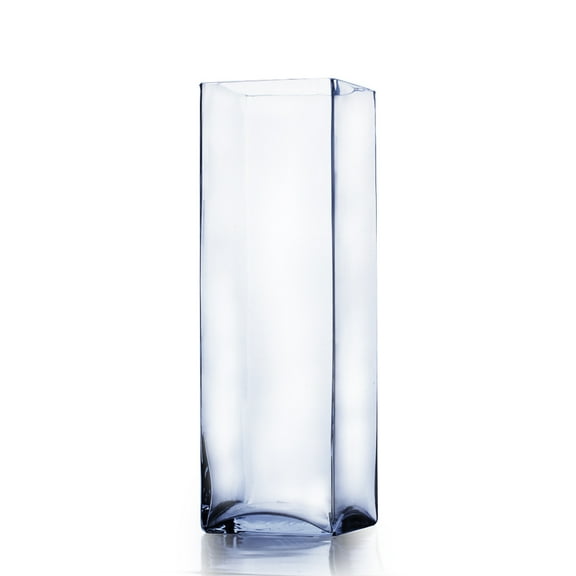 WGV Clear Square Glass Block Vase - 5" Wide x 16" Height, Good quality, Heavy Weighted Base - 1 Pc