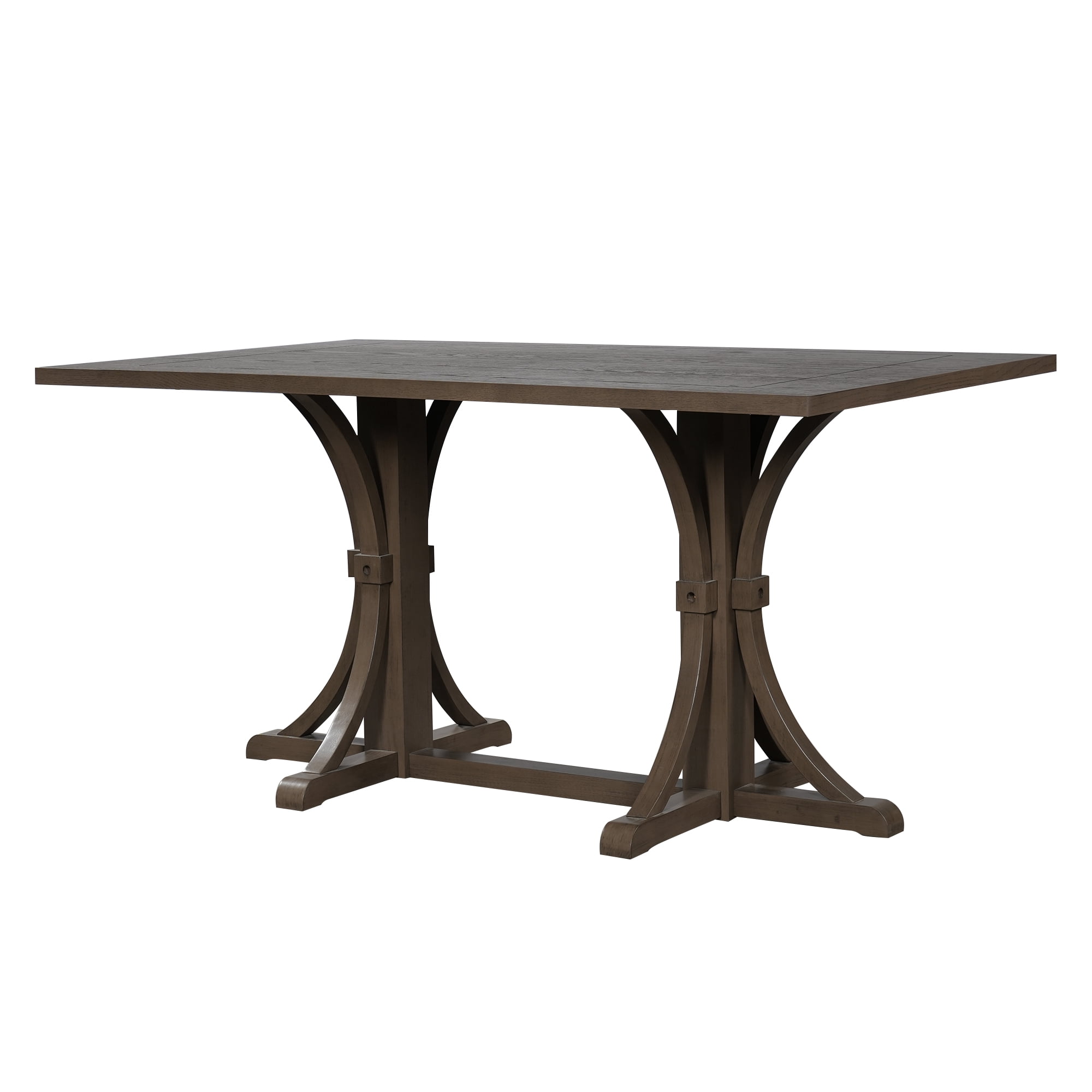 Euroco 60 Inch Farmhouse Dining Table for 6, Solid Wood Dining Room Table Kitchen Table with Trestle Base & Curved Legs for Living Room,Home Office,Espresso
