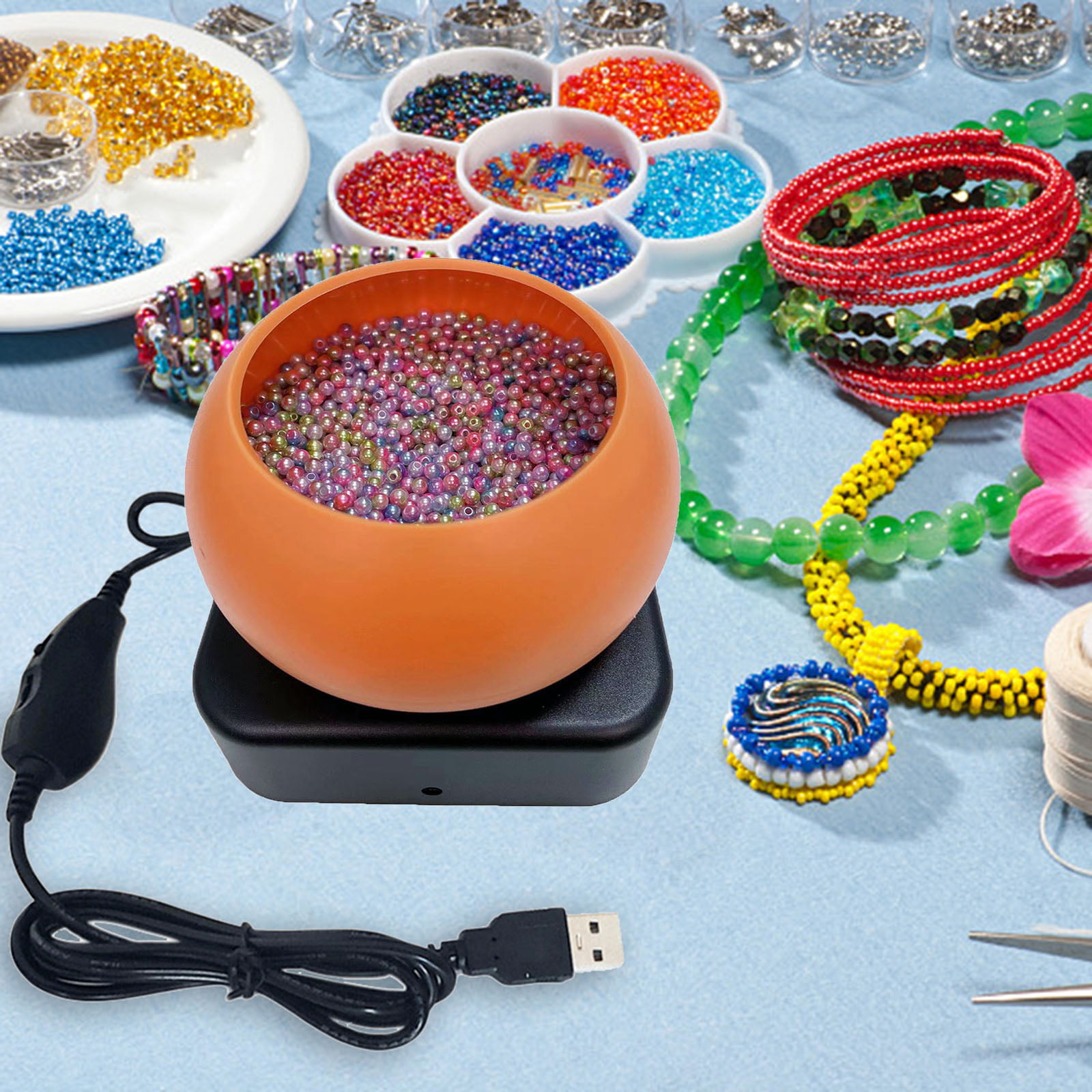  VILLCASE 2pcs Electric Bead Threading Machine Bead Maker Bowl  Bead DIY Bracelet Bead Beads Threading Device Beading Waist Bead Making Kit  Wooden Bead Automatic Plastic Beads Abs to Rotate : Arts