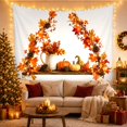 thumbnail image 3 of Pumpkins and Maple Leaves on a Wooden Shelf, Cozy Rustic for Nature Lovers, Harvest Still Life Decor, Thanksgiving Gift Tapestry Wall Hanging for Living Room and Bedroom, 3 of 7