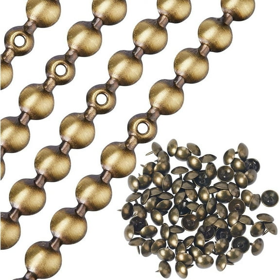5Pcs 1 Meter Upholstery Tacks Strips 10.5mm Metal Iron Round Head Glossy Decorative Nailhead Trims with 90Pcs Upholstery Nails Matched for Sofa Chair Furniture Bronze DIYDIY