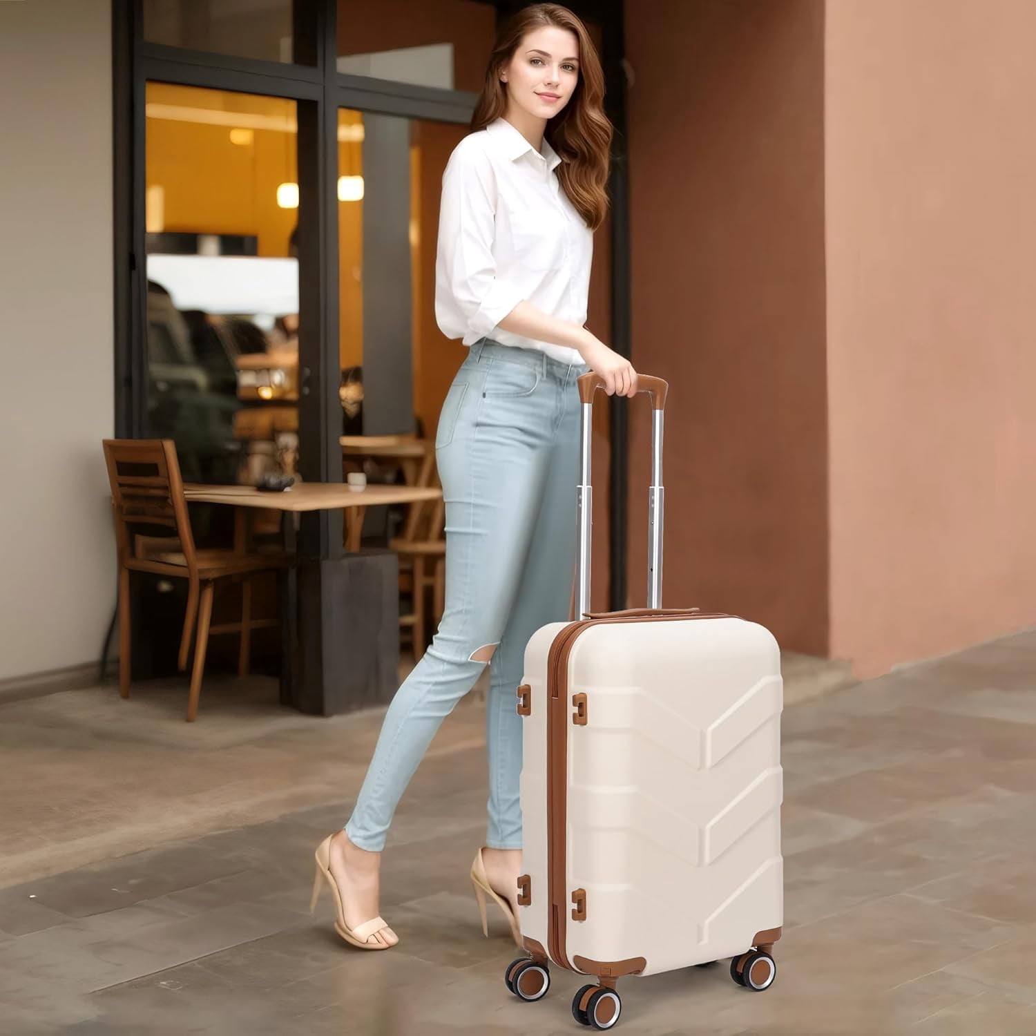 Hardside Carry On Luggage 22x14x9 Airline Approved with Spinner Wheels, Lightweight 20-inch Carry-On Suitcase for Men & Women