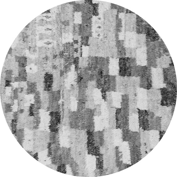 Ahgly Company Indoor Round Abstract Gray Modern Area Rugs, 8' Round