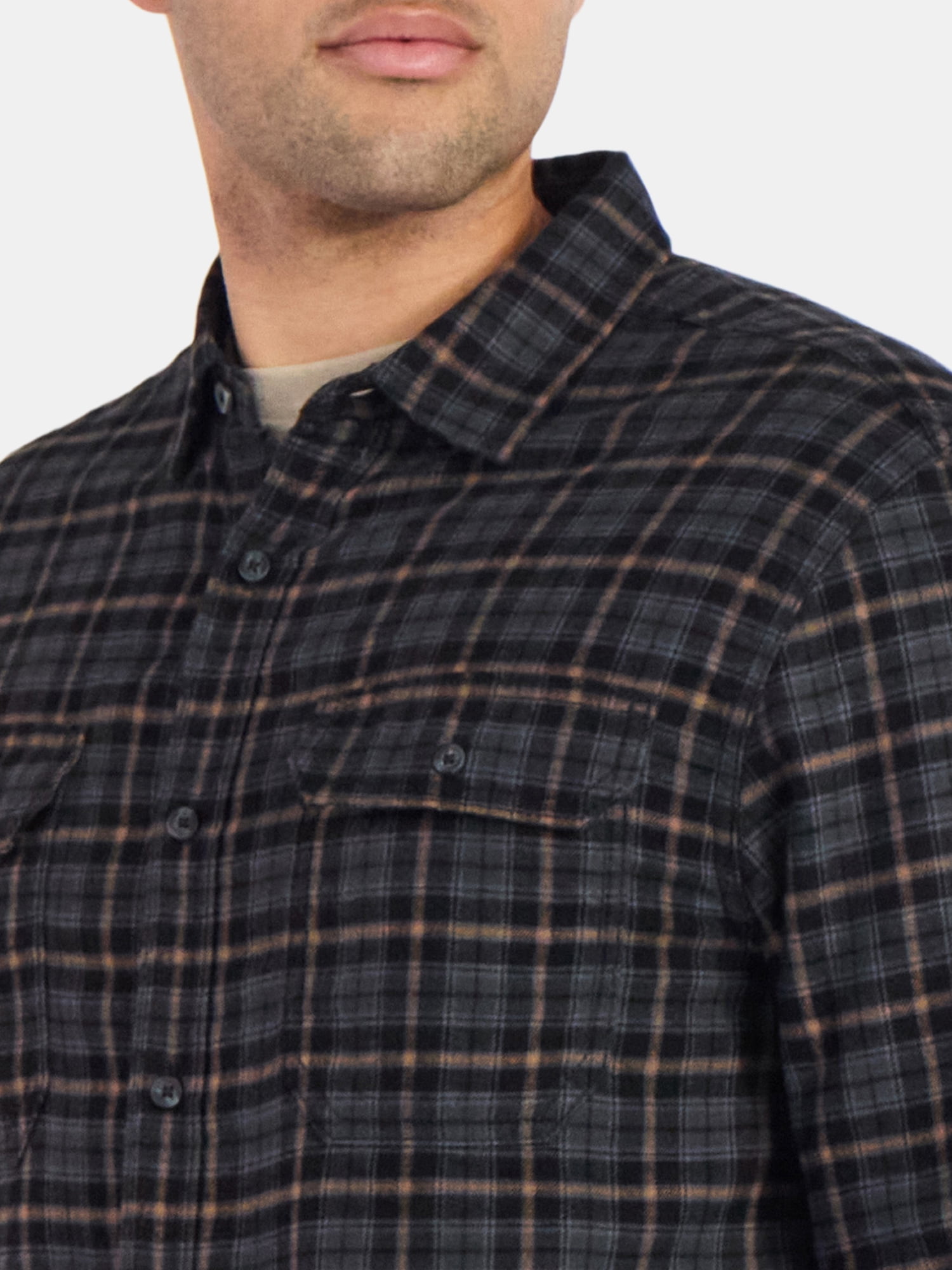 George Men's & Big Men's Relaxed Fit Double Pocket Flannel Shirt, Sizes XS-3XLT